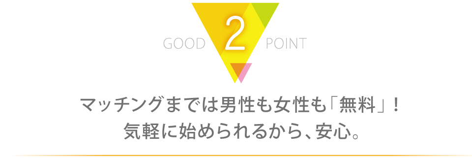 マッチングまでは男性も女性も無料